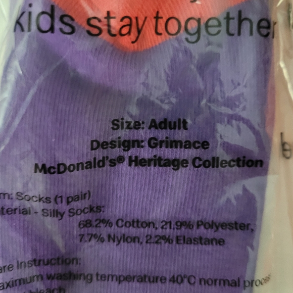 Australia EXCLUSIVE McDonald's McHappy Grimace McNugget Adult Sock Set NWT - Picture 5 of 6
